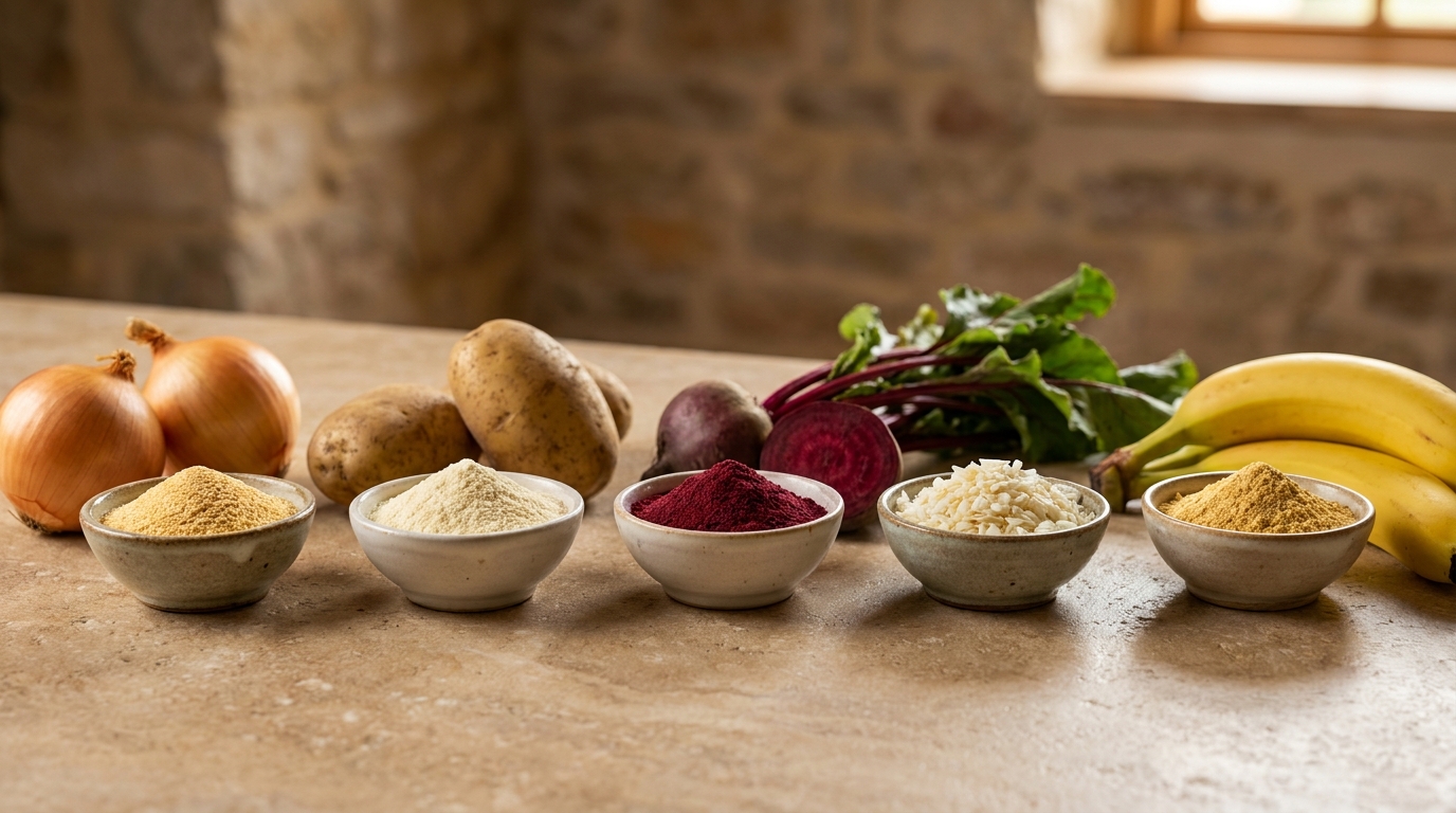 Assorted dehydrated food powders and ingredients
